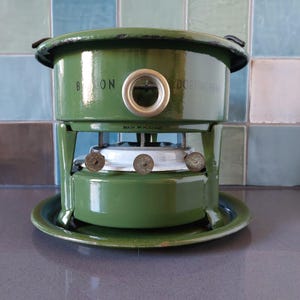 Beccon Kerosene stove kerosene stove oil stove green 3 burner enamel enamelware enamel cooking stove 1960 60&#39;s vintage