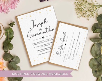 Wedding Invitation & RSVP Card Set | Minimalist Wedding Invite | Digital Wedding | Watercolour | Classy Elegant Simple Wedding Stationery