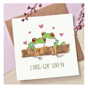 Carte d'anniversaire mignonne de grenouille | carte drôle de couples | Carte neutre entre les sexes | Carte de Saint-Valentin | Carte mignonne de grenouille d'arbre | Grenouille, je t'aime