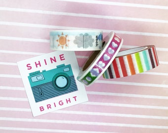 El tiempo Washi cinta, Rayy arco iris Washi cinta, lista de verificación Washi cinta, scrapbook, planificador, bonito, decorativo, papelería, enmascaramiento, Kawaii