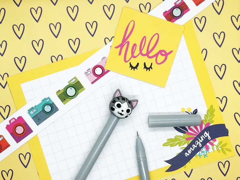 Cat themed stationery and office pens