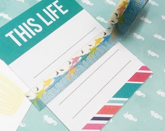 Dolphin Splash Washi Tape, Scrapbook, Planner, Decorative, Papelería, Adhesivo, Cinta adhesiva, Kawaii, 15mm, 10m, Mar, Olas, Colorido