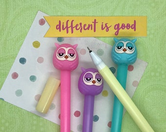 Búho Gel Pen, Búho Plumas, Búho, Gel Pens, Pluma, Plumas, Papelería, Novedad, Kawaii, Niños, Fiesta, Bonita, Diversión, Noche, Favor, Durmiente, Búho, 2020