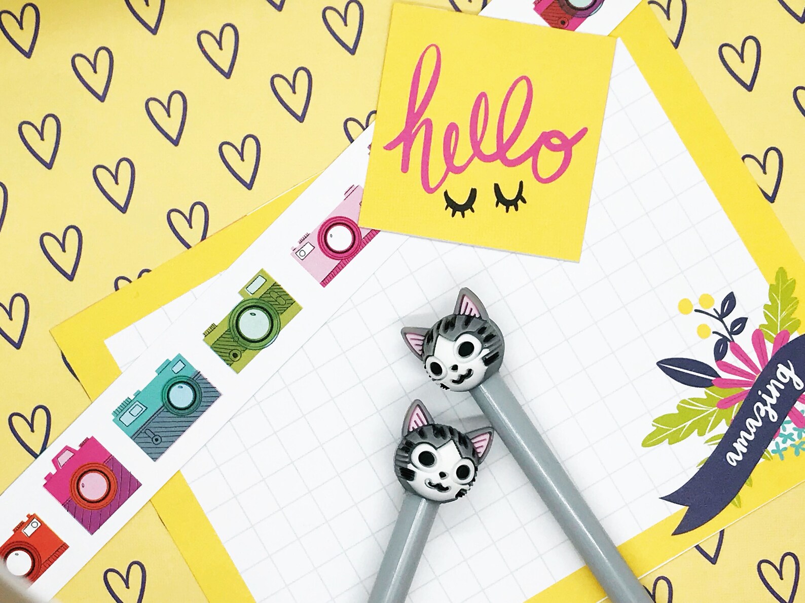 Cat Gel Pen, Cat Pens, Cat, Pussy Cat, Gel Pens, Pen, Pens, Stationery, Novelty, Kawaii, Party