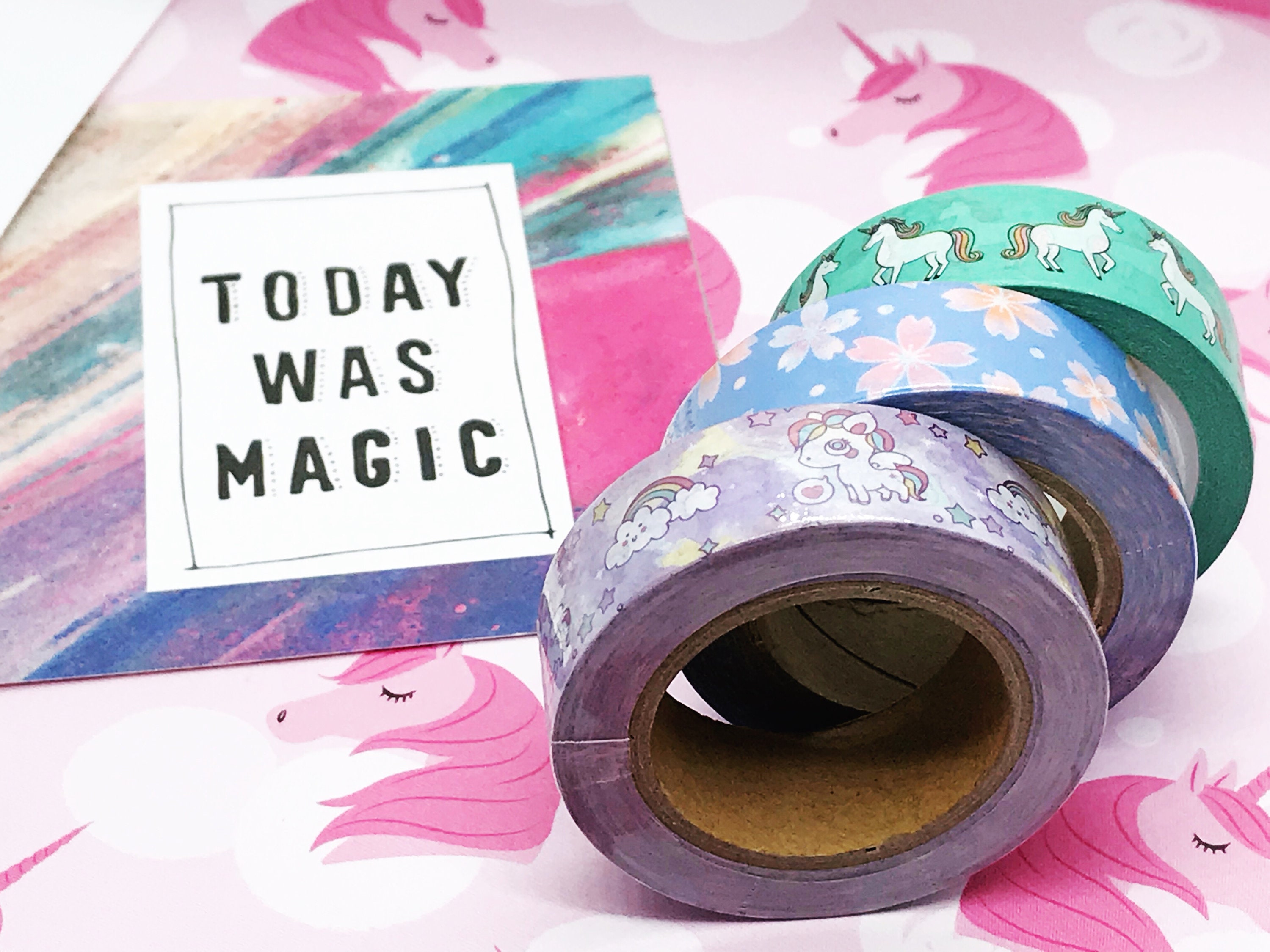 Unicorn Washi Tape Pink and Blue Cherry Blossom Washi Tape - Etsy