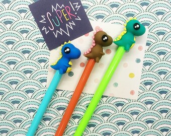 Pluma de dinosaurio lindo, plumas de gel de dinosaurio, plumas de dinosaurio, dinosaurio, plumas de gel, papelería de dinosaurios, bolígrafos de novedad, papelería, Kawaii, planificador