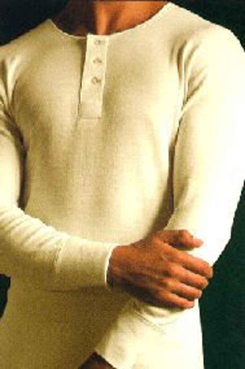3 Button Front Traditional 3 Button Front Undershirt LONG Sleeve Vintage Stock - Etsy