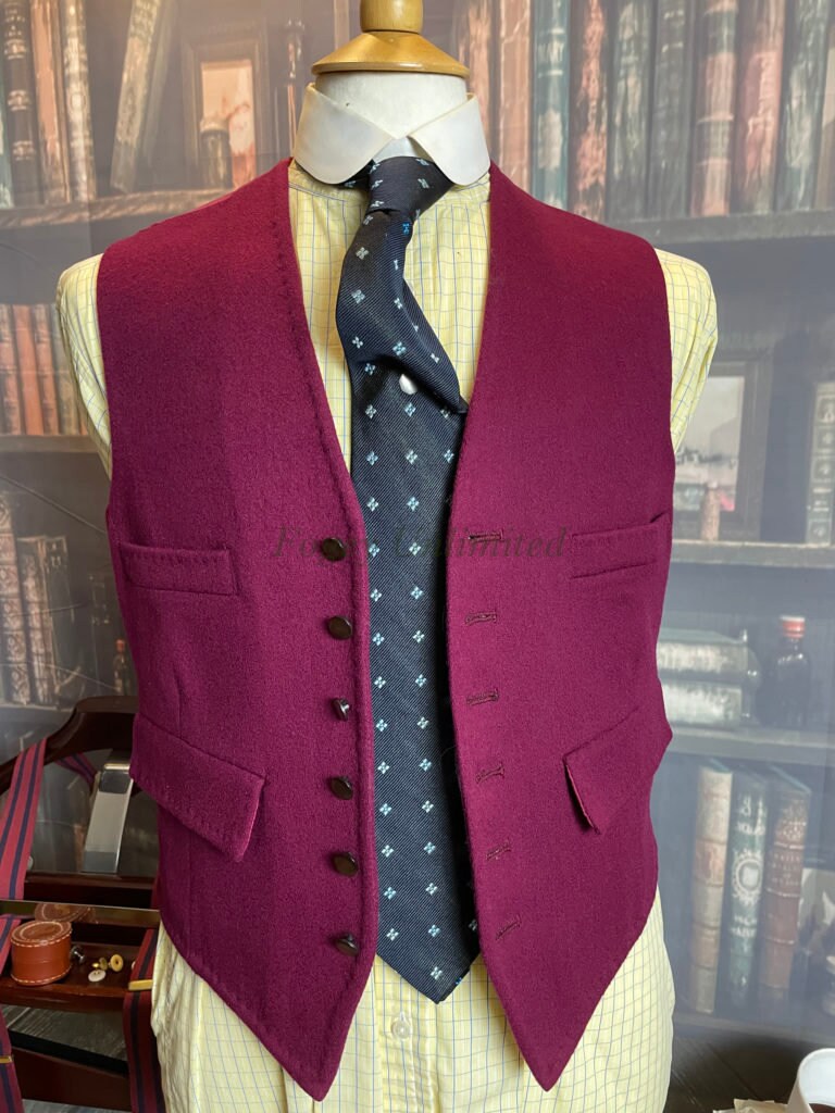 Image of Vintage Park Row Burgundy Coloured Wool Doeskin Waistcoat/Vest 36-38"/ 91-97cm Chest | Refcrb12
