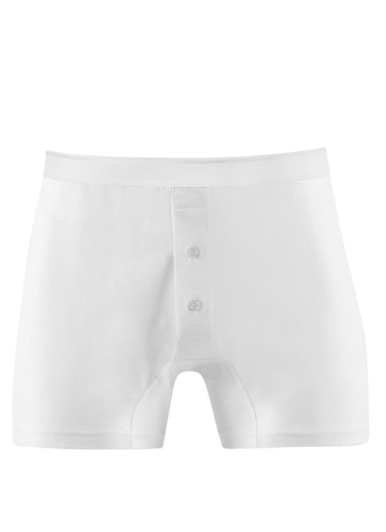 Vintage Men’s Underwear – Reproduction Brands Sunspel Superfine Cotton 2 Button front trunk $49.70 AT vintagedancer.com