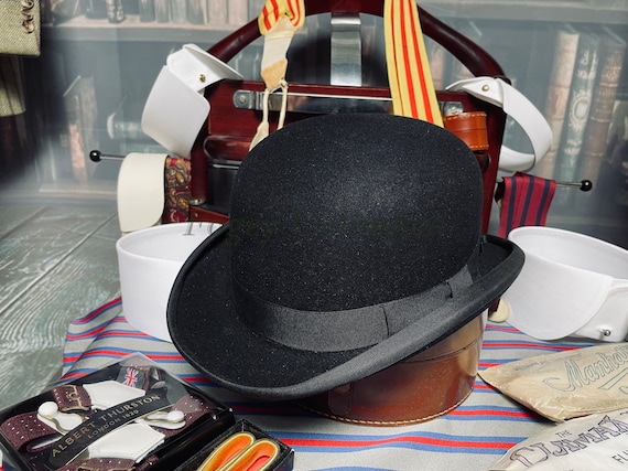 Vintage‎ Womens Hunt Derby Equestrian Bowler Hat Black Felt Size 7 1/4 With Box Vintage Riding Hat Black Size 7.25”bowler fur Felt Hat | eBay main image 4