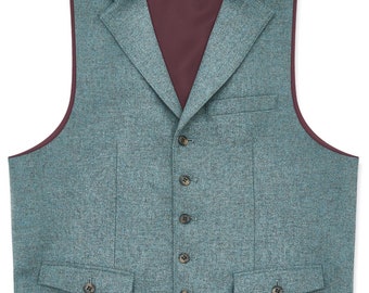 Henfield Lapelled Waistcoat/Vest by Gurteen. Teal Size 40" Chest