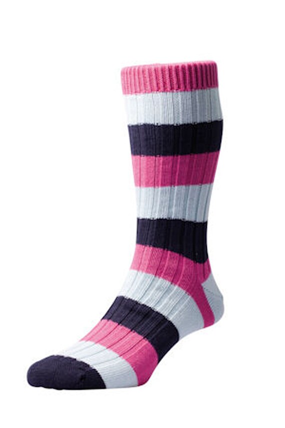 The Molesey Sock with Bordered Block stripe 