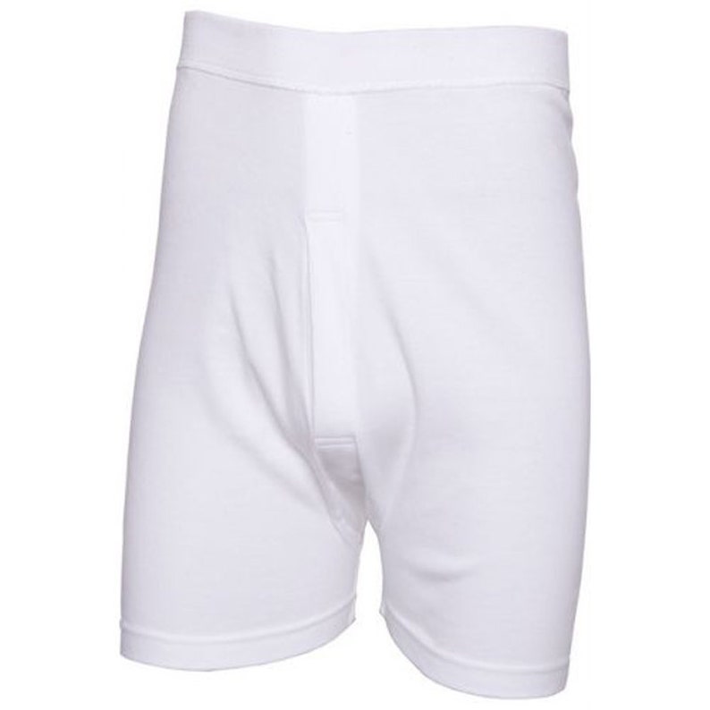Vintage Men’s Underwear – Reproduction Brands High Cross Superwhite Combed Cotton TRUNKS $24.20 AT vintagedancer.com