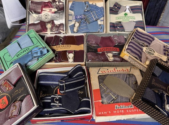 Vintage Old store stock Sock Suspenders/Garters. Perfectly supported socks! Various Styles and Colours.(Ref: SGKF)