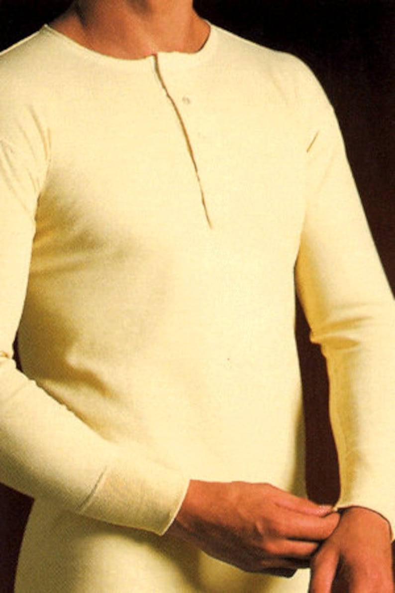 3 Button Front Traditional 3 Button Front Undershirt LONG Sleeve Vintage Stock - Etsy