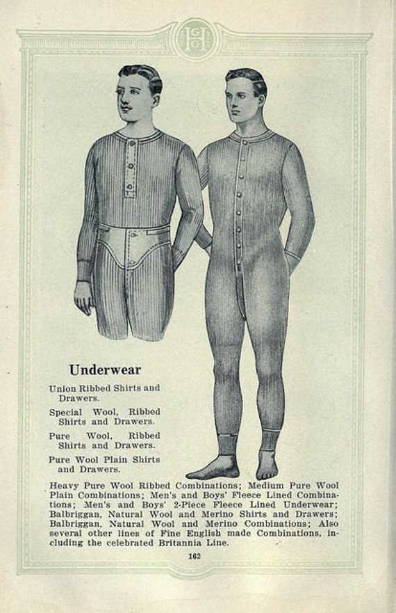 Traditional Long Johns With Yoke/button Front and Brace Tapes 