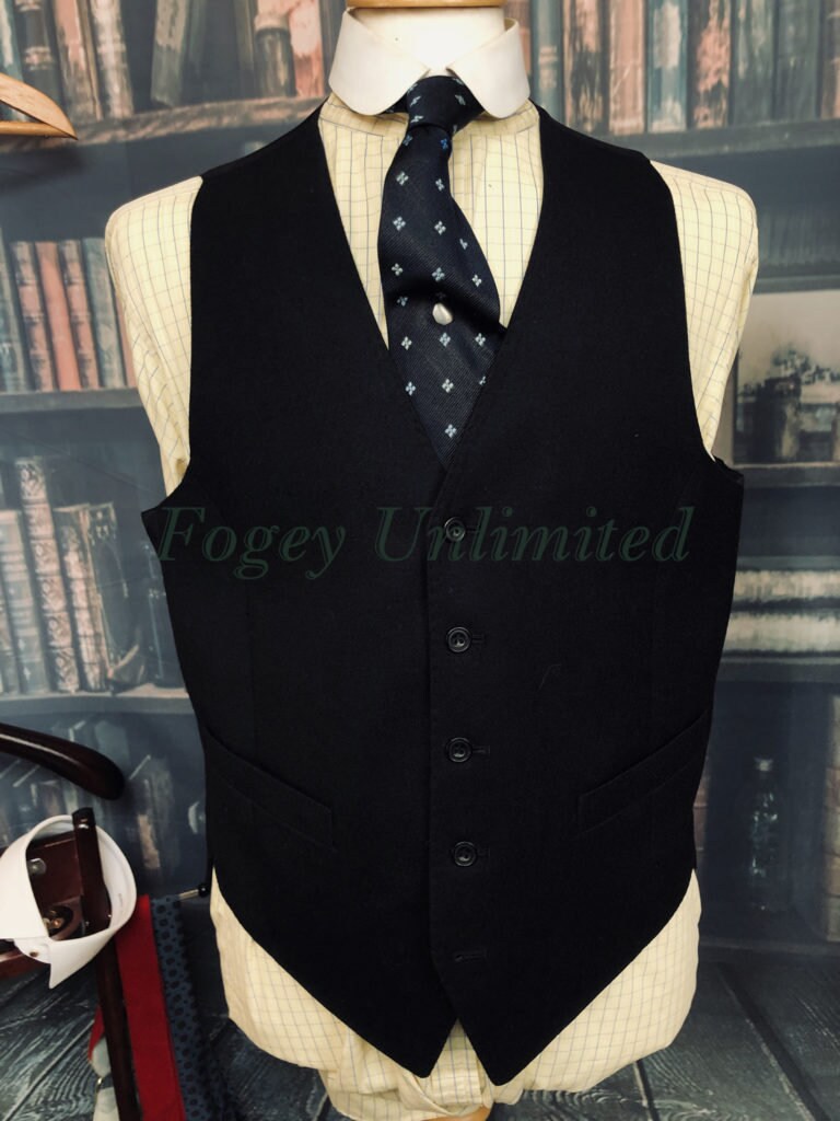 Image of Traditional Black Formal Wool Waistcoat/Vest 40"/102cm Chest