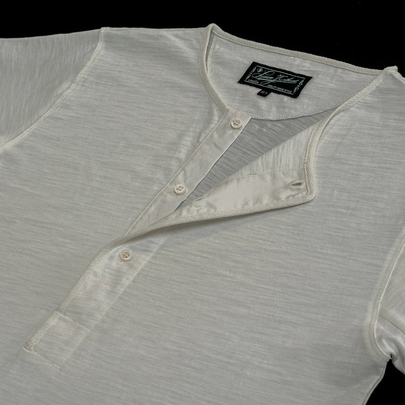 Cream Henley Button Front Undershirt LONG Sleeve by SJC Etsy