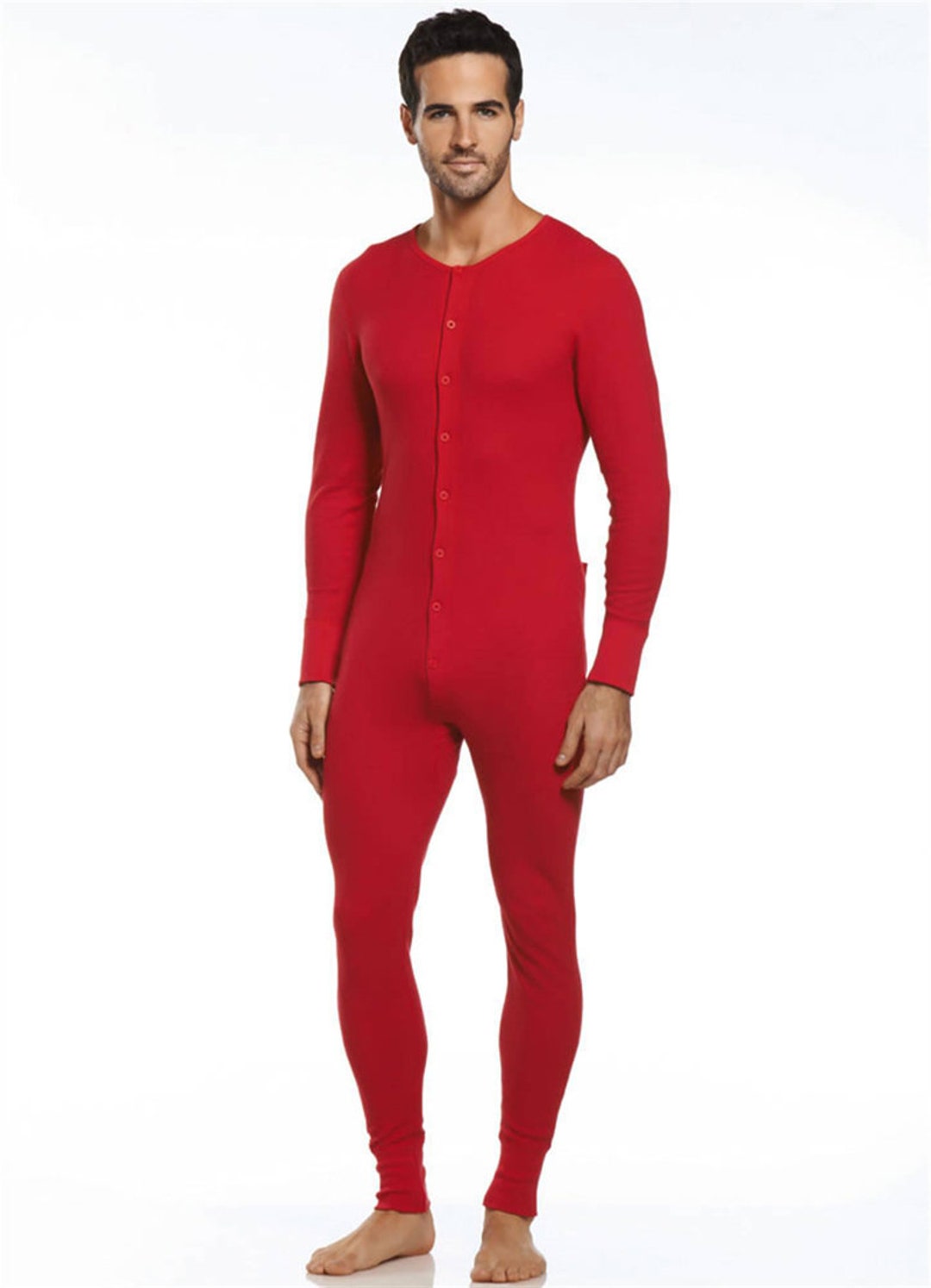 Union Suit - Red Long Johns  Union suit men, Long johns, Period