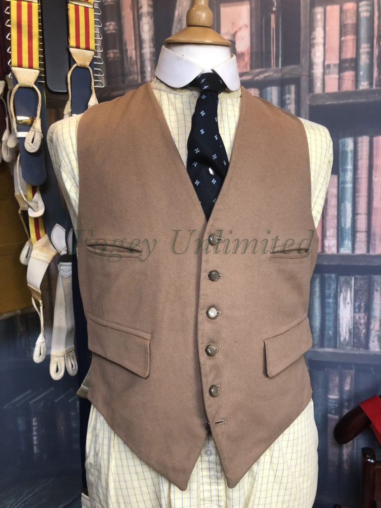 Image of Vintage Fawn Wool Doeskin Waistcoat/Vest 38-40"/97-99cm Chest | J23