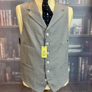 Pakeman Catto Carter Dove Grey Linen Kamizelka/kamizelka Suknia Wieczorowa Formalny strój 42"/107 cm klatka piersiowa (Ref:WCSA) NWT