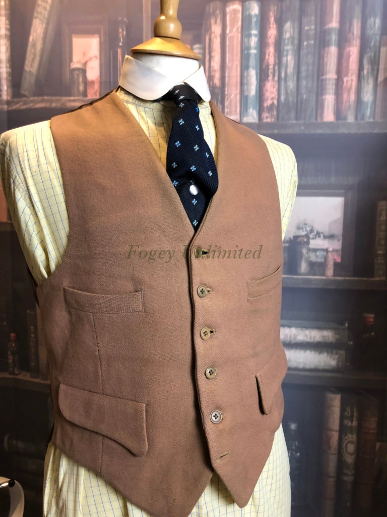 Image of Vintage Camel/Fawn Coloured Wool Doeskin Waistcoat/Vest 38" Chest Refd2F