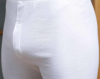 Traditional White Mens Basics Underwear. Combed Cotton Trunks