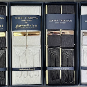 Albert Thurston | Ivory Cream James Bond Moiré 40mm Braces | Fine Menswear since 1906