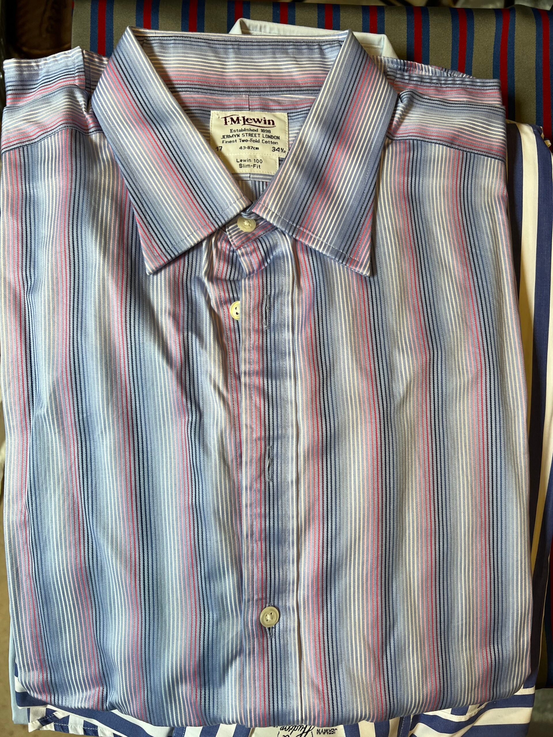 T.M. Lewin Men's Shirt Large Plaid Long Sleeve Button Up - Cotton- India -  VGUC