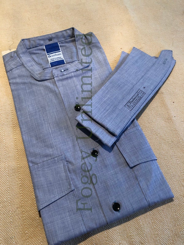 Image of Vintage Grantham Collarband Tunic Shirt For Your Stiff Collar 15 1/2"