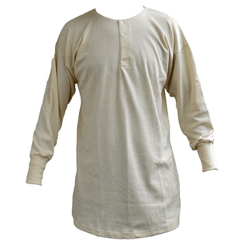 3 Button Front Traditional 3 Button Front Undershirt LONG Sleeve Vintage Stock - Etsy