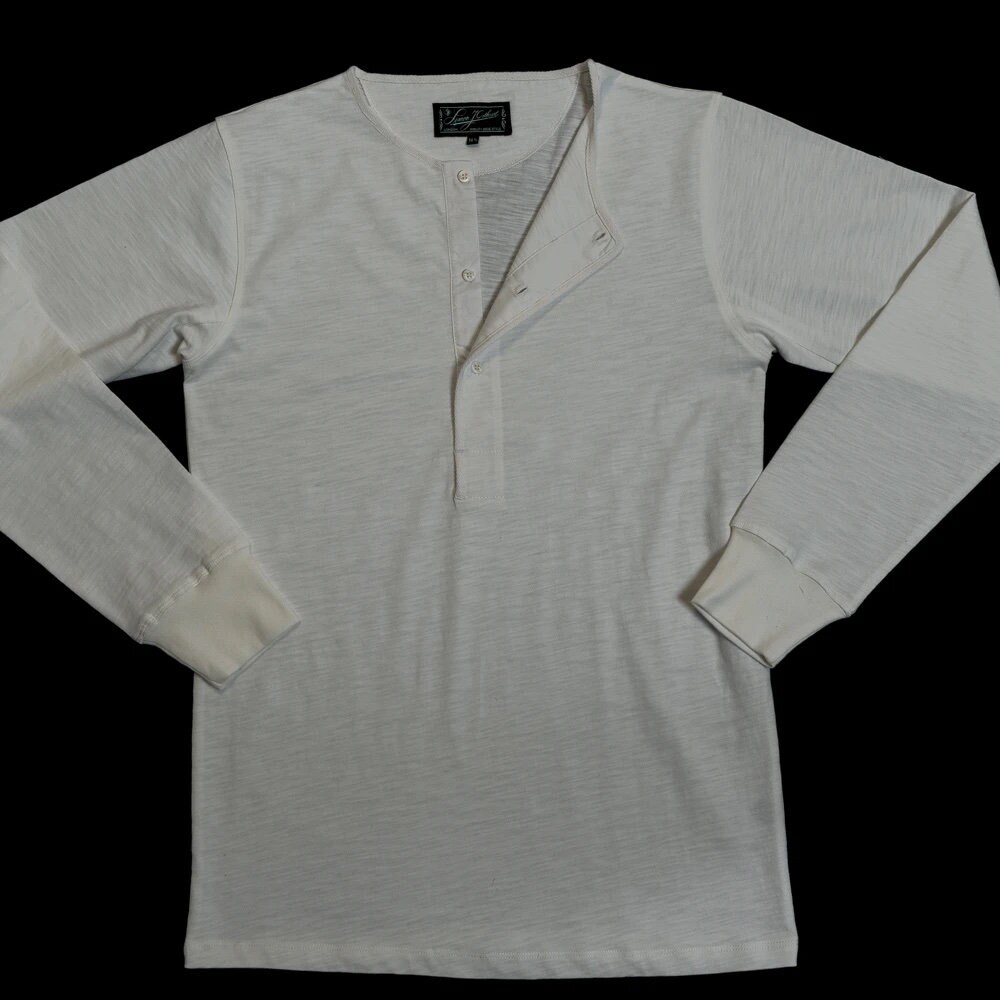 Image of Cream Henley Button Front Undershirt Long Sleeve By Sjc