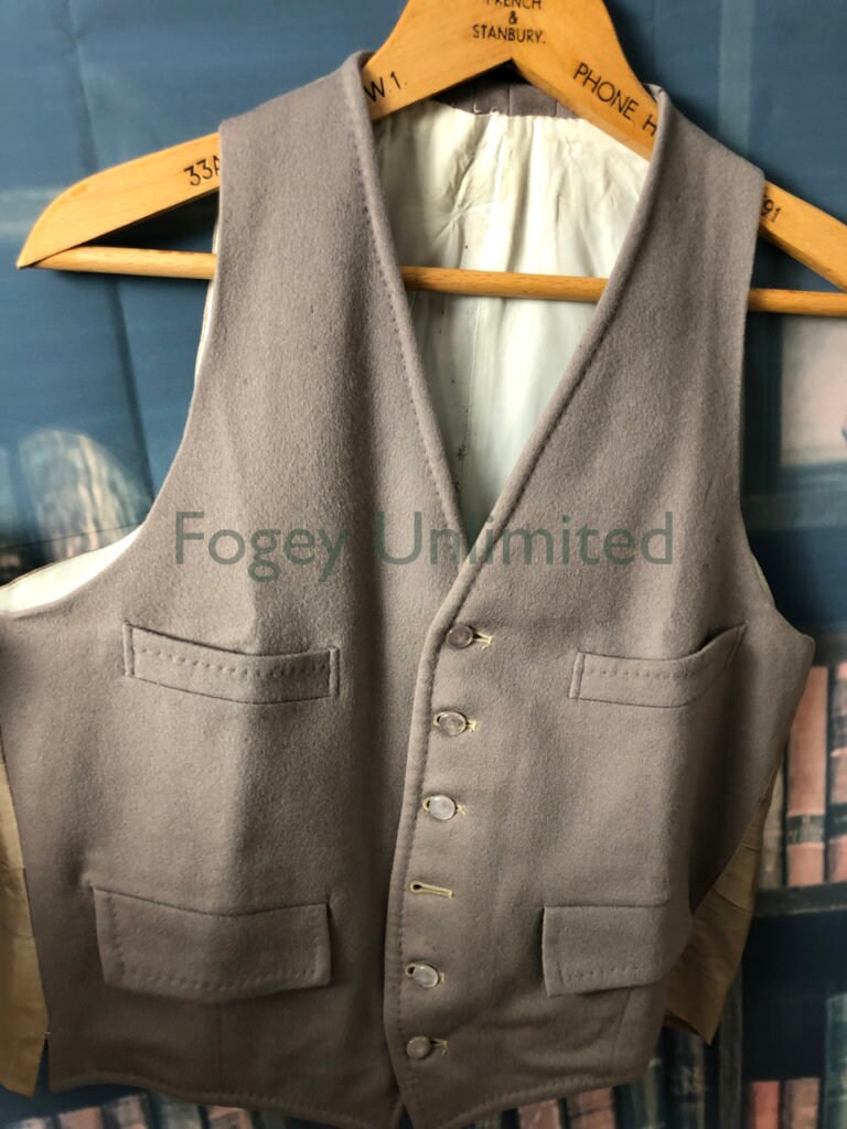 Image of Vintage Dove Grey Coloured Wool Doeskin Waistcoat/Vest 38" Chest