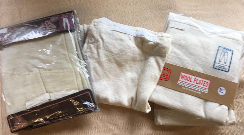 Image of Vintage Long Johns Underpants Drawers. Trad Style Yoke Front Button Fly & Brace Tapes | One Pair