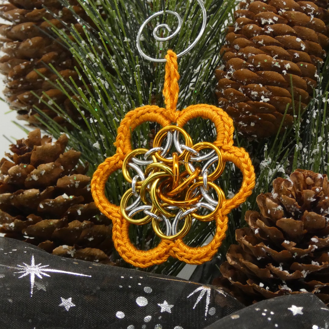 Mobius Flower, Chainmail, Ornament, Chain Mail, Chainmaille, Orange ...