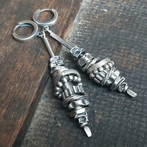 Oxidized sterling silver earrings with elements