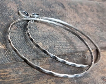 Oxidized handmade silver earrings - big hoops