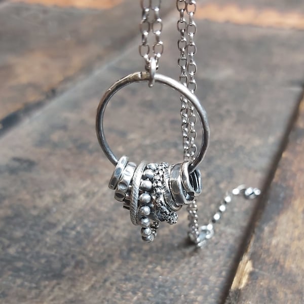 Oxidized sterling silver necklace - pendand