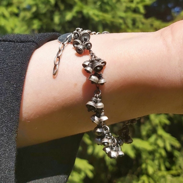 Handmade sterling silver bracelet with bells