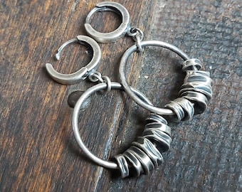 Handmade oxidized sterling silver minimalistic earrings