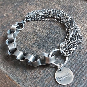 Handmade oxidized silver bracelet - chains - unisex