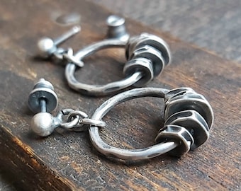 Handmade oxidized sterling silver earrings