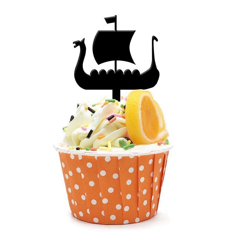 Viking Ship Boat 12 Cupcake Toppers for Party Wedding Birthday Etsy