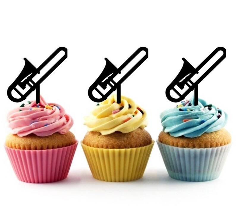 Trombone Music Instrument Cupcake 10 Toppers Laser Cut Acrylic Etsy