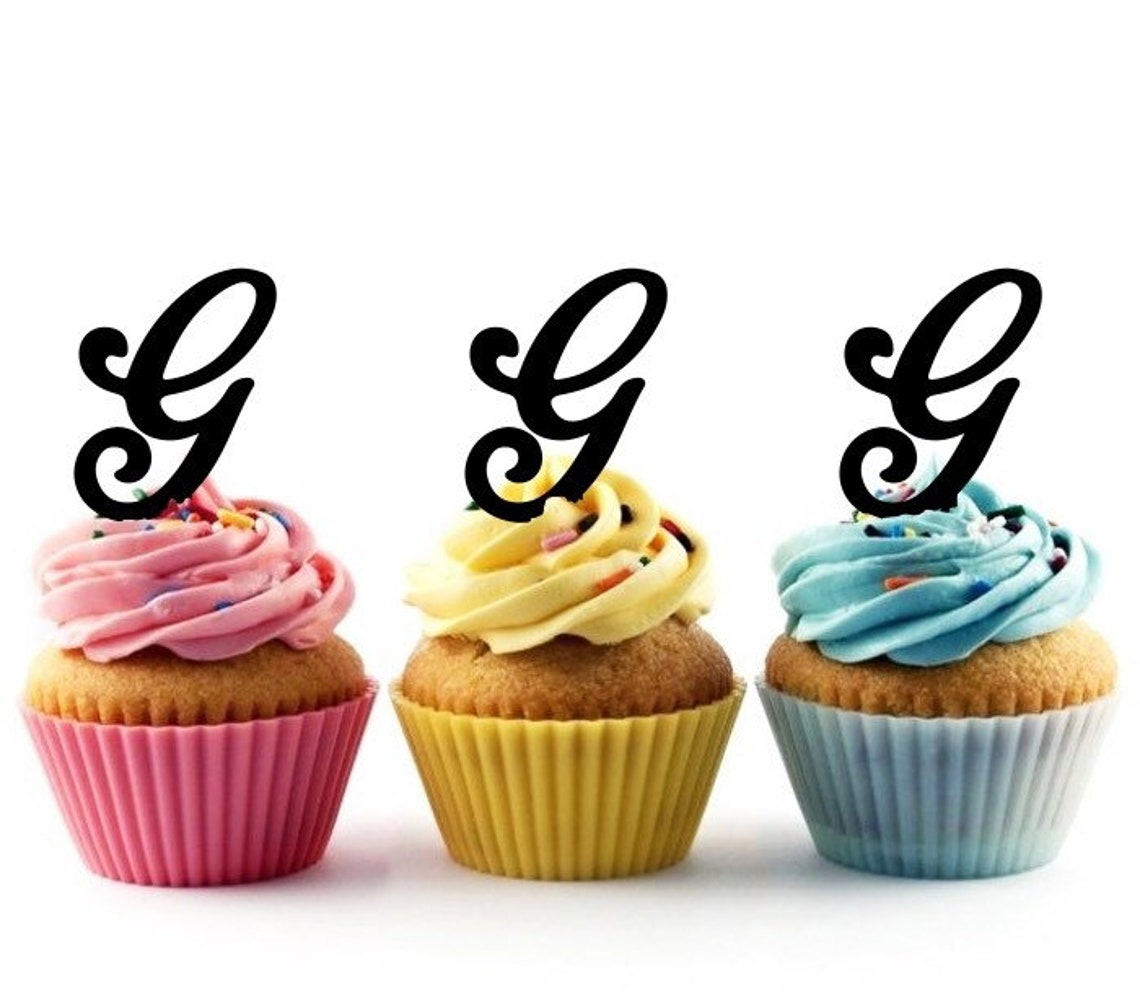 Alphabet G Cupcake 10 Toppers Laser Cut Acrylic for Wedding Etsy