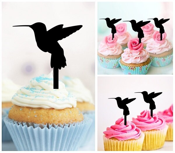 Hummingbird Cupcake 10 Toppers Laser Cut Acrylic for Wedding Etsy