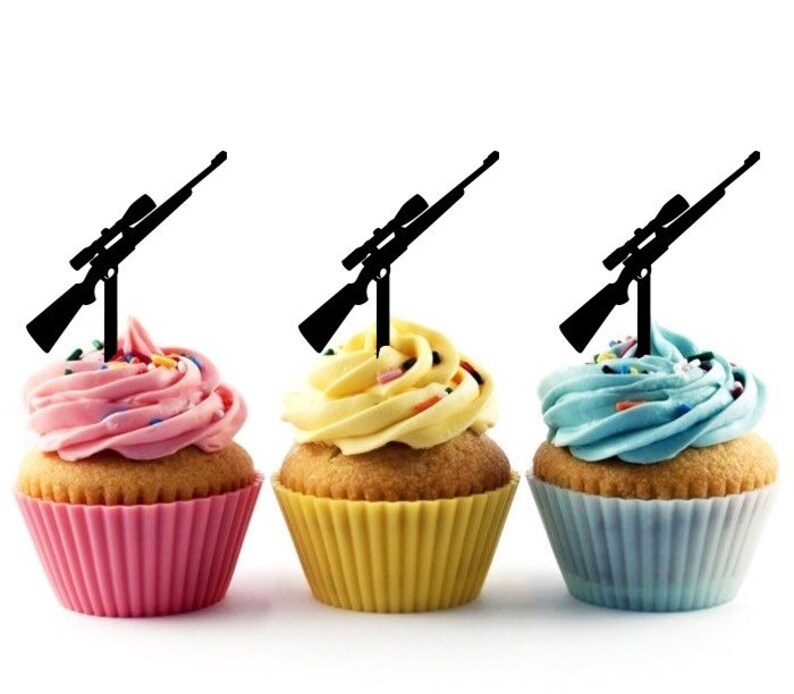 Hunting Rifle Gun Cupcake 10 Toppers Laser Cut Acrylic for Etsy