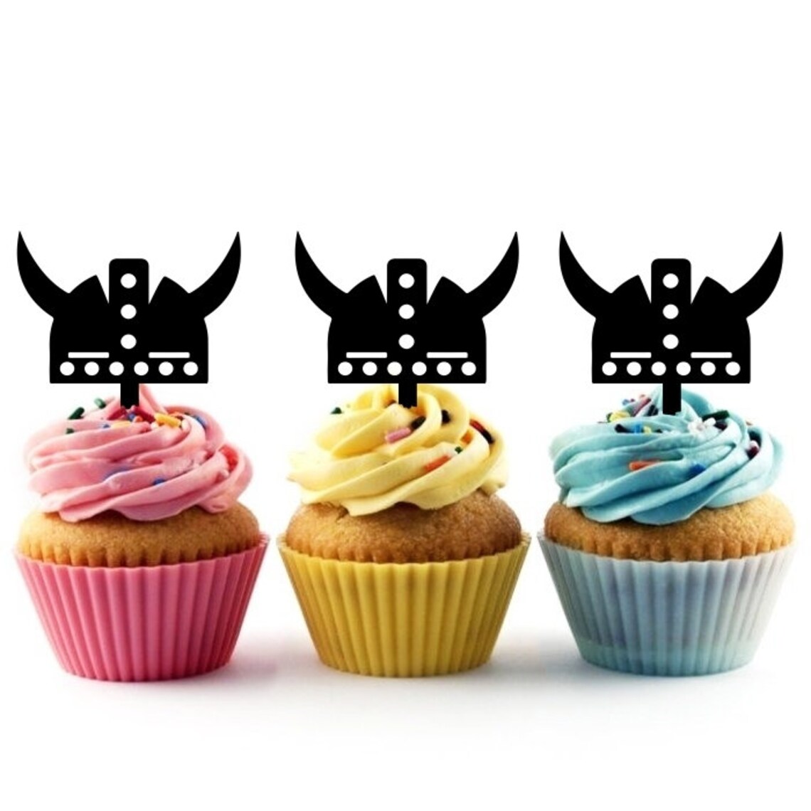 Viking Helmet Cupcake 10 Toppers Laser Cut Acrylic for Wedding Etsy