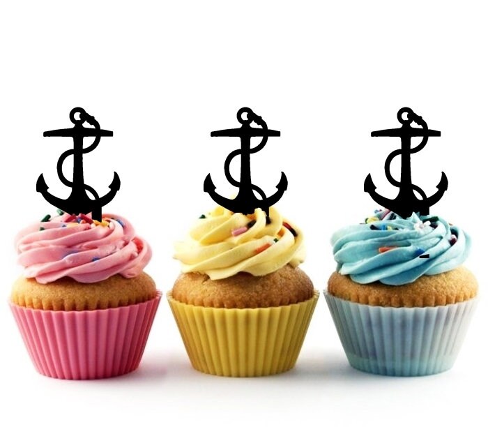 Ship Anchor Nautical Cupcake 10 Toppers Laser Cut Acrylic for Etsy