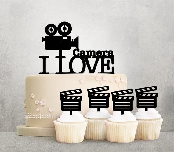 I Love Movie Camera Acrylic Toppers For Party Wedding Birthday Etsy